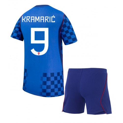Stroje piłkarskie Chorwacja Andrej Kramaric #9 Koszulka Wyjazdowej dla dzieci MŚ 2026 Krótki Rękaw (+ szorty)